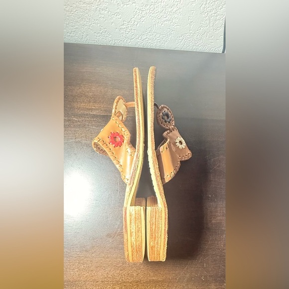 Jack Rogers Brown Leather Flip Flops Navajo Hampton Sandals - Picture 6 of 6